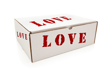 Image showing White Box with Love on Sides Isolated