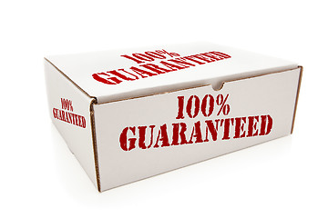 Image showing White Box with 100% Guaranteed on Sides Isolated