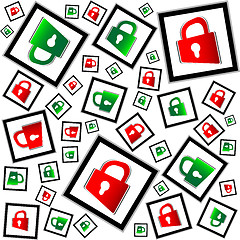 Image showing red and green padlocks seamless vector pattern - security concept