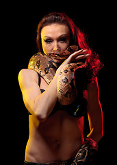 Image showing Exotic Woman with a Boa