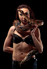 Image showing Exotic Woman with a Boa