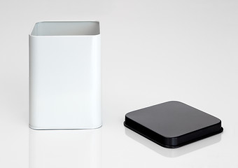 Image showing Open metal container on white background