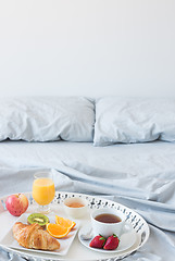 Image showing Healthy breakfast in bed