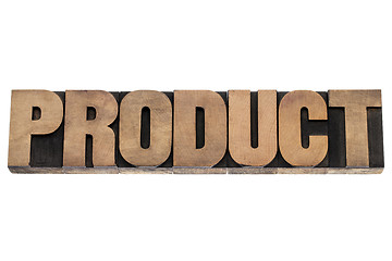 Image showing product word in wood type