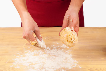 Image showing Starting to work on a dough