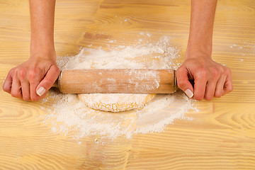 Image showing Working with a rolling pin