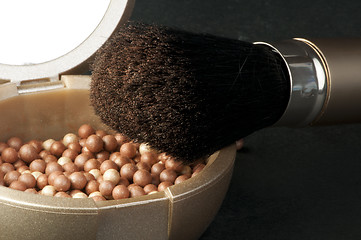 Image showing Make up Brush and pearls