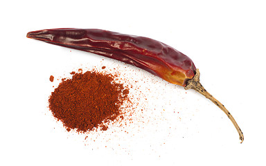 Image showing Dried chillies and chilli white isolated