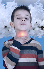 Image showing Child have sore throat sick