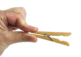 Image showing Clothes natural wooden peg