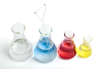 Image showing Laboratory equipment and color chemicals