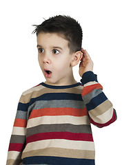 Image showing Child listening with ear