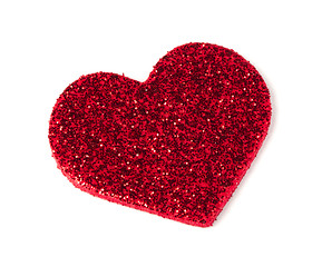 Image showing Red shiny hearts on white background