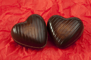 Image showing Chocolates in the shape of hearts