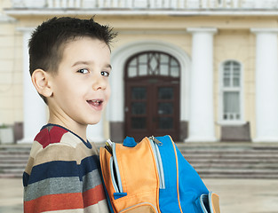 Image showing Boy with schoolbag