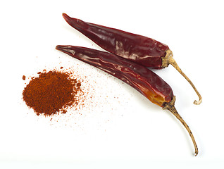 Image showing Dried chillies and chilli white isolated