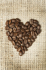 Image showing Heart made ??of coffee beans