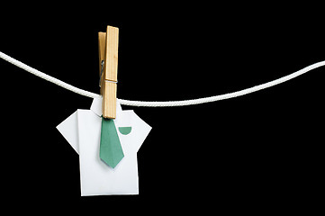 Image showing Origami shirt on rope