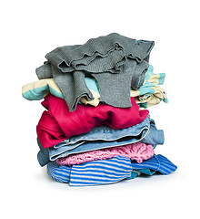 Image showing Pile of clothes white isolated