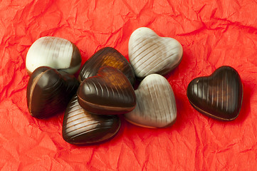 Image showing Chocolates in the shape of hearts