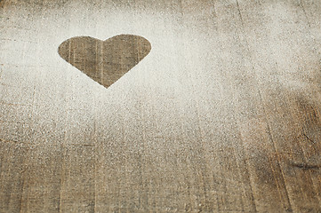 Image showing Heart pattern on an old wooden board