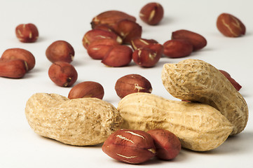 Image showing Raw peanuts in shells and shelled peanuts