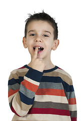 Image showing Child shows his tooth