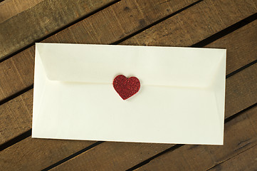 Image showing Red hearts and white envelope 