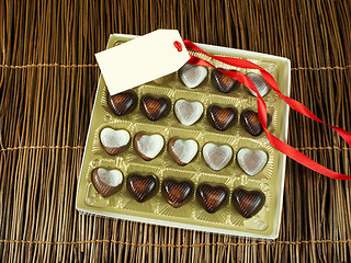 Image showing Chocolates in the shape of hearts