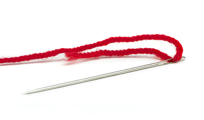 Image showing Sewing needle and red thread