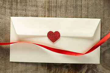 Image showing Red hearts and white envelope 