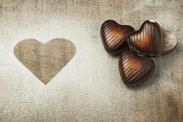 Image showing Chocolates in the shape of hearts