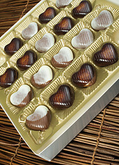 Image showing Chocolates in the shape of hearts