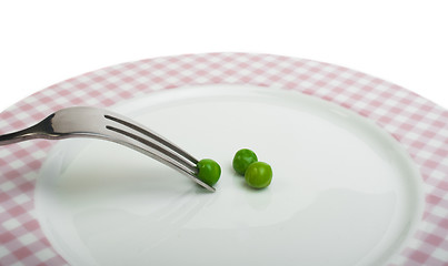 Image showing Plate with peas and centimeter measure