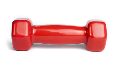 Image showing Red dumbbell white isolated