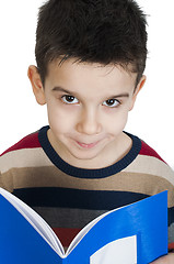 Image showing Child with notebook in front of the face