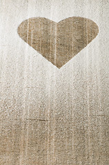 Image showing Heart pattern on an old wooden board