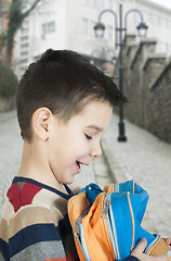 Image showing Boy with schoolbag