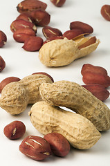 Image showing Raw peanuts in shells and shelled peanuts