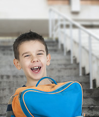 Image showing Boy with schoolbag