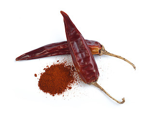 Image showing Dried chillies and chilli white isolated
