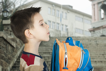 Image showing Boy with schoolbag