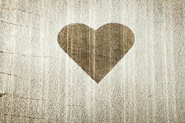 Image showing Heart pattern on an old wooden board