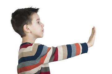 Image showing Child showing stop symbol