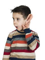 Image showing Child listening with ear