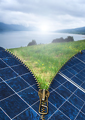 Image showing Ecology conception with solar panels