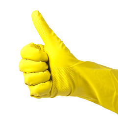 Image showing Household yellow gloves