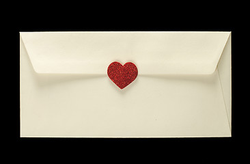 Image showing Red hearts and white envelope 