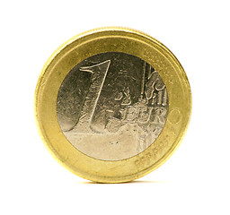 Image showing Scratched old One euro coin