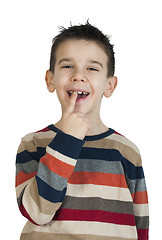 Image showing Child shows his tooth